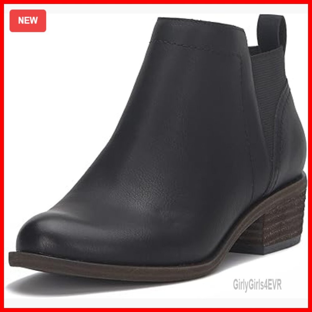 Pull-On Leather Ankle Boots With Cushioned Footbed, Low Heel
